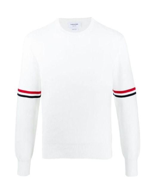 Thom Browne White Rwb Striped Knit Jumper for men
