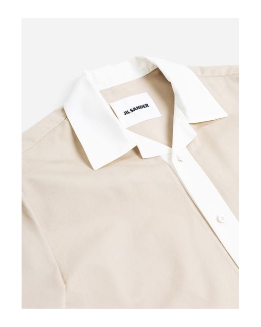 Jil Sander Natural Short Sleeved Button-Up Shirt for men