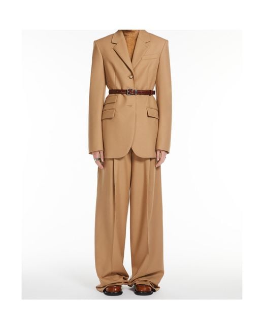 Sportmax Natural Kiens12 Belted Wide Leg Pants