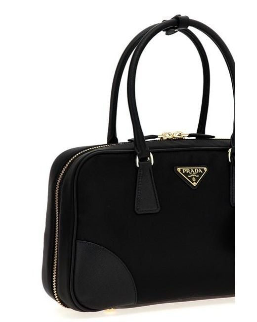 Prada Black Re-Edition 1978 Triangle-Logo Zipped Tote Bag