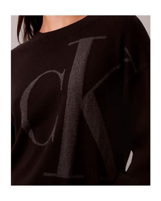 Calvin Klein Black Smooth Cotton Monogram Jacquard Top