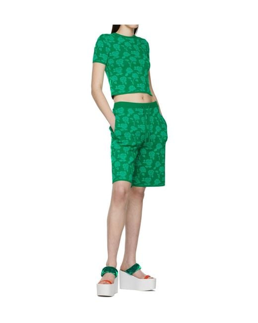 Pushbutton Green Printed Shorts