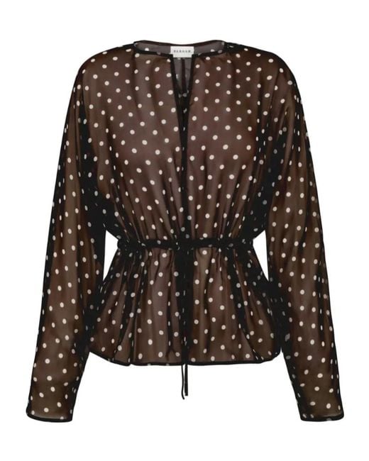 P.A.R.O.S.H. Black Polka-Dot Drawstring Blouse