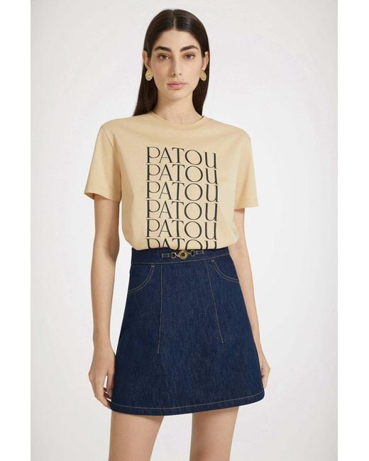 Patou Blue High-Rise Denim Skirt