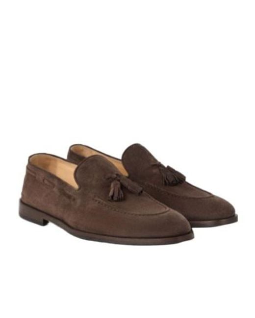 Brunello Cucinelli Brown Slip-On Almond-Toe Tassel Loafers for men