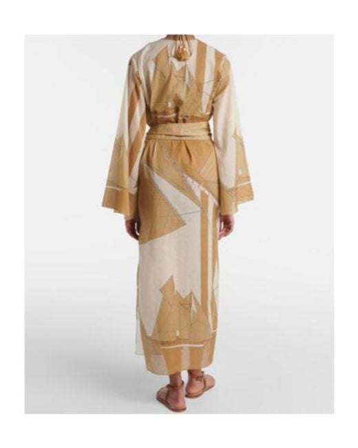 Johanna Ortiz Natural Aqua Cruiser Cotton Voile Kaftan