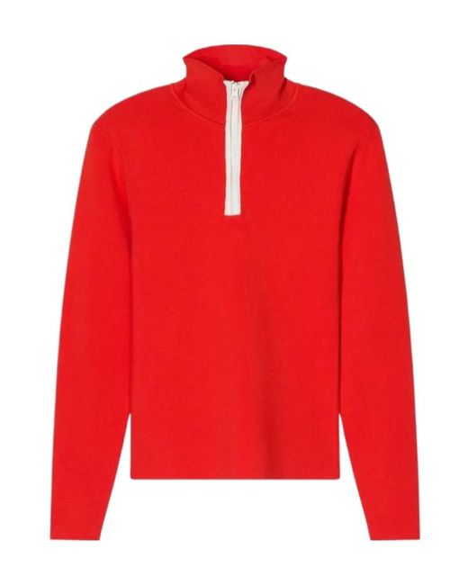 Closed Red Half-Zip Long-Sleeve Sweater