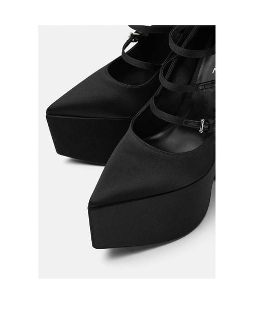 Versace Black Tempest Strappy Platform Pointed Toe Pumps