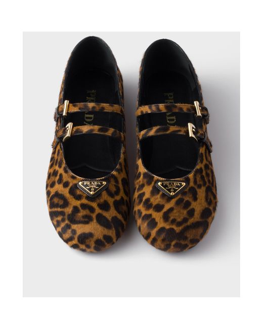 Prada Brown Leopard-Printed Ballerina Flats