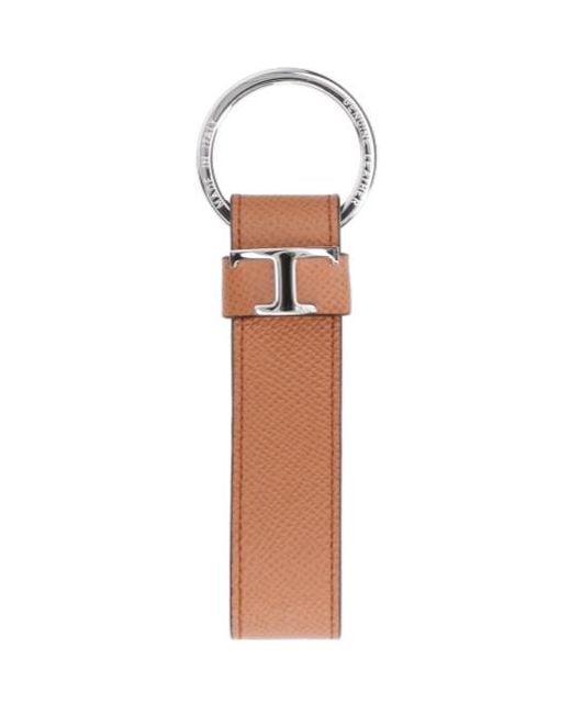 Tod's White T Logo Keychain for men