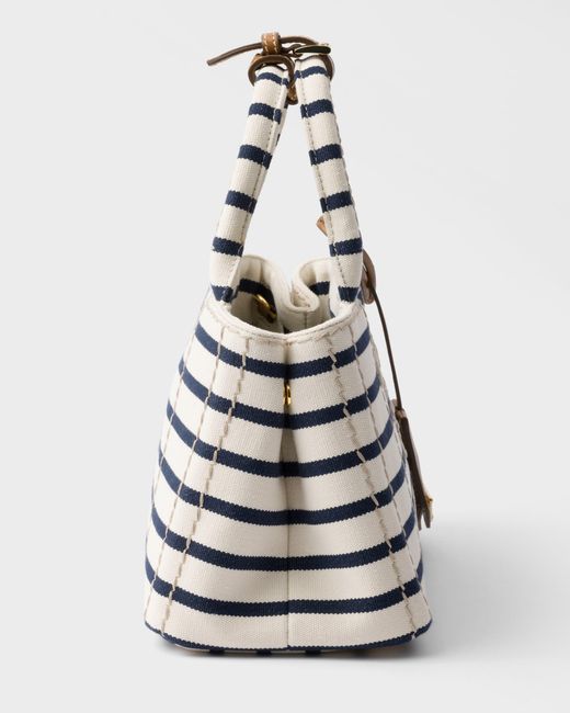 Prada Multicolor Jardinière Mini Striped Cotton Canvas Bag