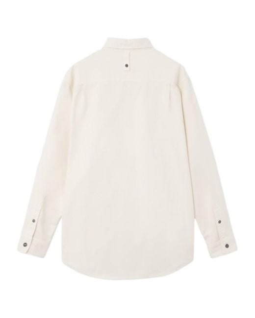 Stone Island White Logo Embroidered Shirt for men