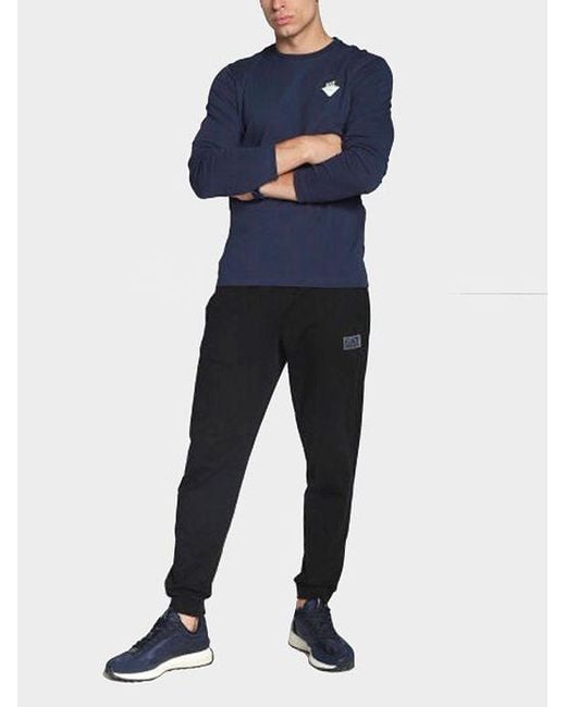 EA7 Blue Round Collar Logo T-Shirt for men
