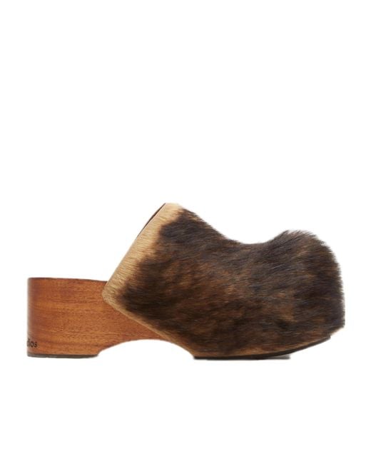 Acne Brown Wood Clogs