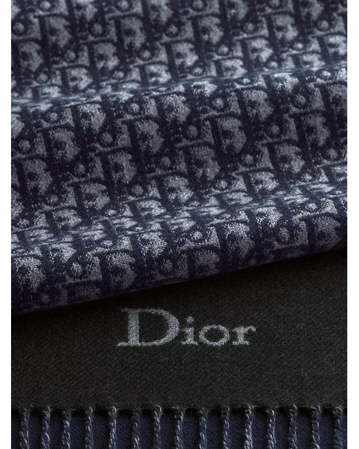 Dior Blue Oblique Double-Faced Scarf for men