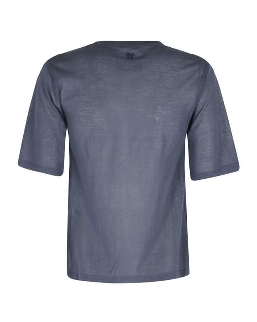 Semicouture Blue Crew-Neck T-Shirt