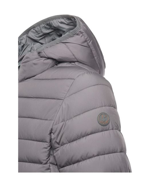 Save The Duck Gray Hooded Puffer Jacket for men