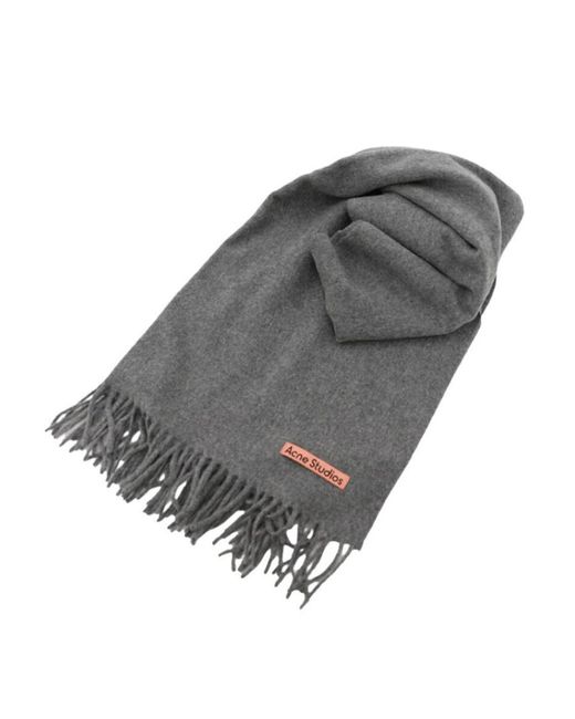 Acne Gray Logo Patch Scarf for men