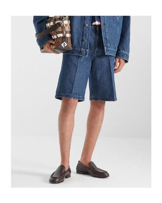 Fendi Blue Relaxed Bermuda Shorts for men