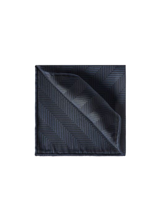 Brunello Cucinelli Blue Silk Chevron Pocket Square for men