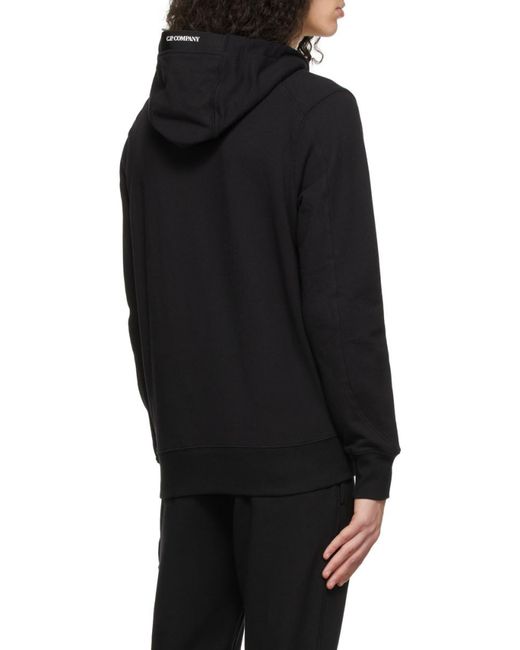 C P Company Blue Lens-Detailed Cotton Hoodie for men