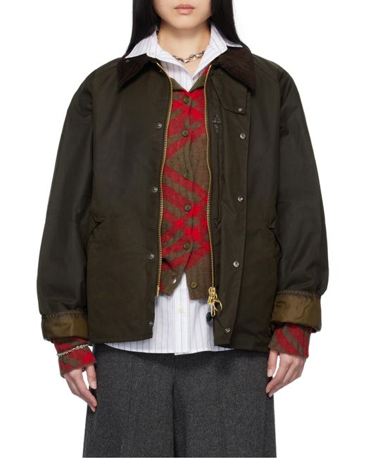 Barbour Green Corduroy Collar Buttoned Jacket for men