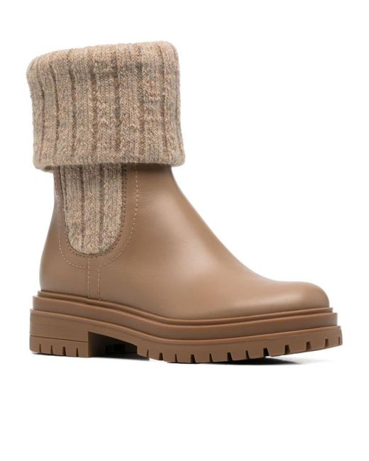 Gianvito Rossi Brown Tenney Folded Edge Ankle Boots