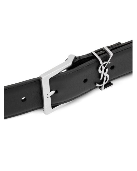 Saint Laurent White Logo Belt for men