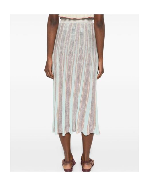 Forte_forte White Striped Midi Skirt