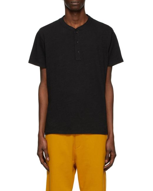 Rag & Bone Black Short-Sleeve Henley T-Shirt for men