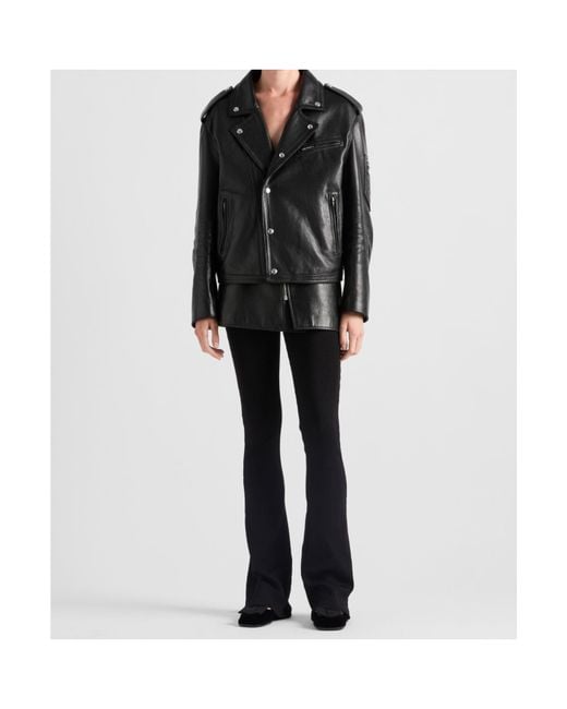 Prada Black Leather Biker Jacket
