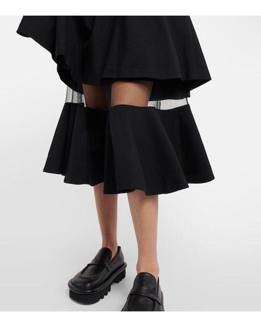 Comme des Garçons Black Mesh-Trimmed Wool Midi Dress