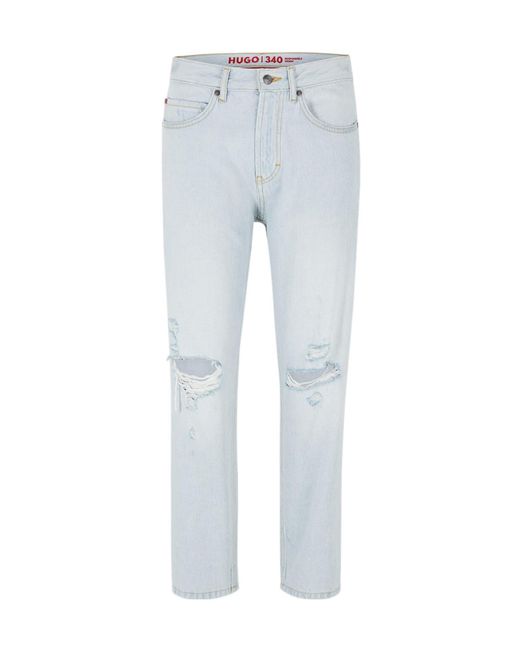 Boss Blue Straightleg Ripped Jeans for men