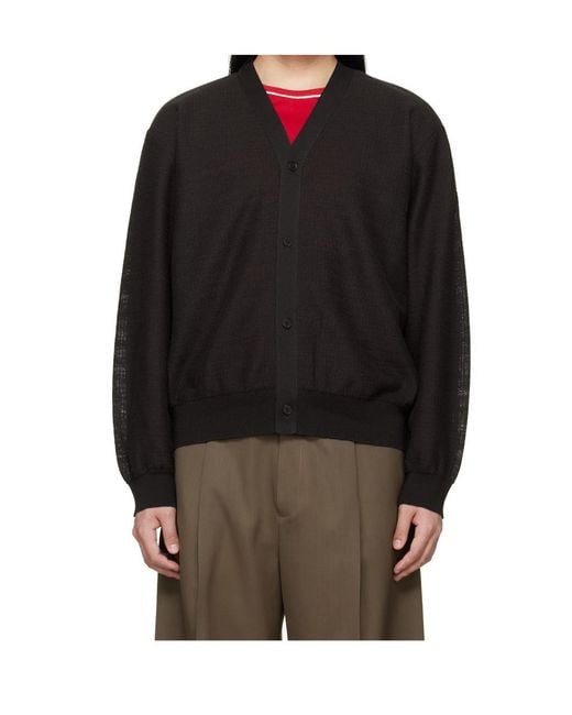 Ssstein Black Long-Sleeved Knitted Cardigan for men