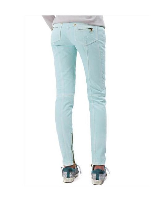 Balmain Blue Metal Zipper Jeans