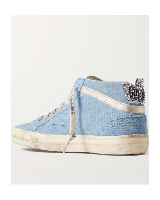 Golden Goose Deluxe Brand Blue Round-Headed High-Top Casual Shoes