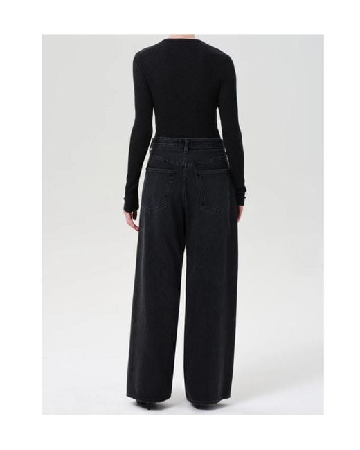 Agolde Black Mid-Rise Denim Trousers