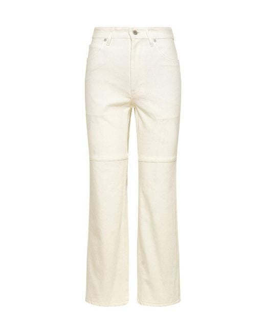Jil Sander White Buttoned Straight Leg Jeans