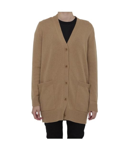 Max Mara Natural Villar V-Neck Long-Sleeved Cardigan