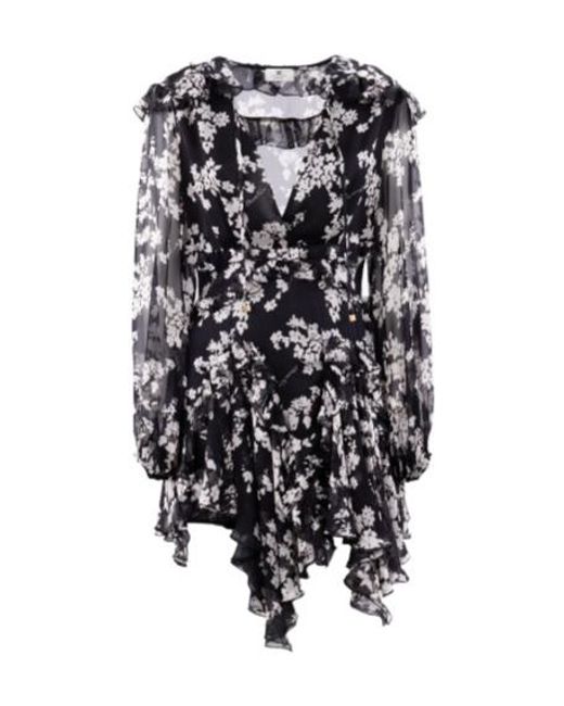 Elisabetta Franchi Multicolor Ruffles Voile Printed Dress
