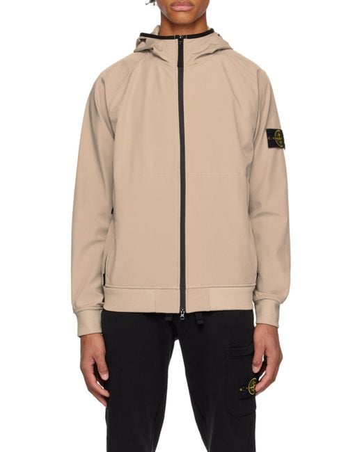 Stone Island Brown Compass-Motif Hooded Jacket for men