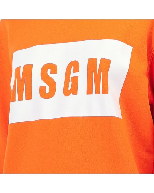 MSGM Orange Logo Printed Sweater