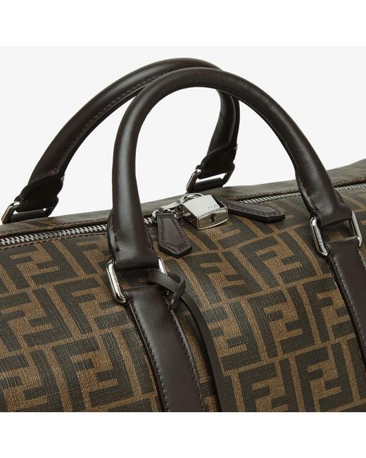 Fendi Brown Logo Detailed Medium Duffle Bag for men