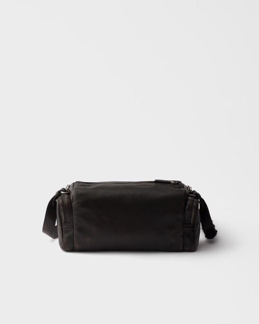 Prada Black Distressed Zipped Shoulder Bag for men