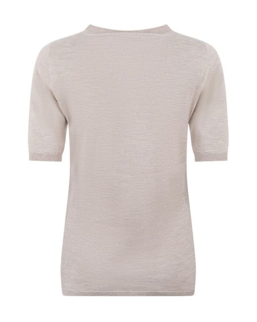 Fabiana Filippi Gray Short-Sleeved Knit Sweater