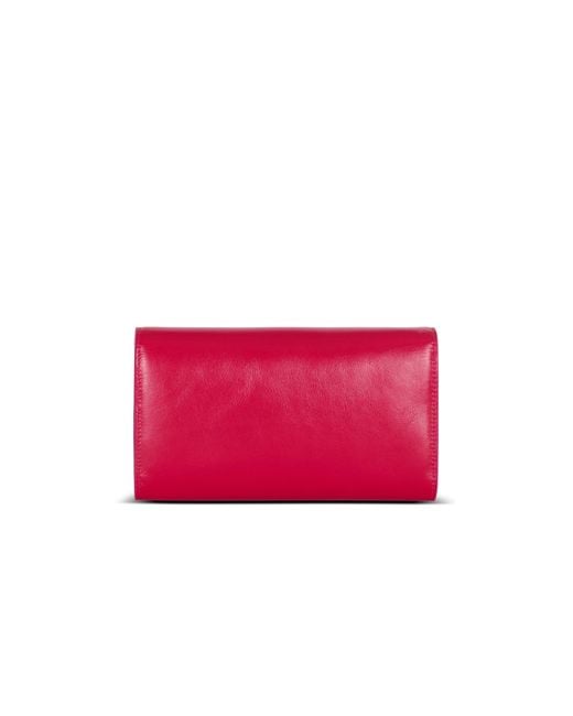 Balmain Red Shuffle Calfskin Wallet With Chain