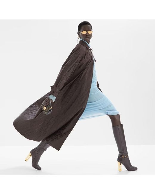 Fendi Black Ff Jacquard Belted Coat
