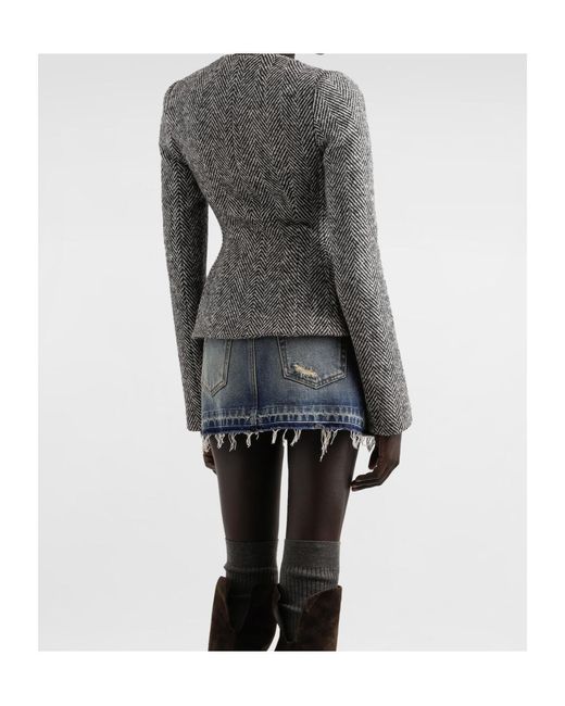 Dolce & Gabbana Black Herringbone-Pattern Jacket