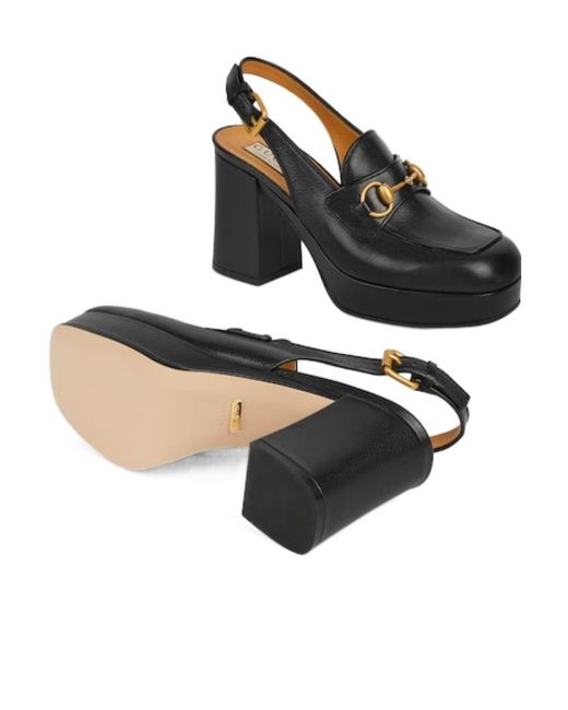 Gucci Black Horsebit Detailed Platform Pumps