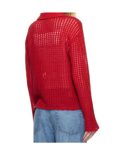 Rag & Bone Red Openwork Knit Cardigan